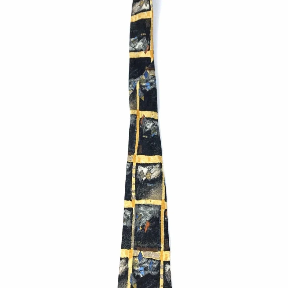 Ermenegildo Zegna Vintage Abstract Plaid 100% Silk Elegant Fine Necktie ITALY